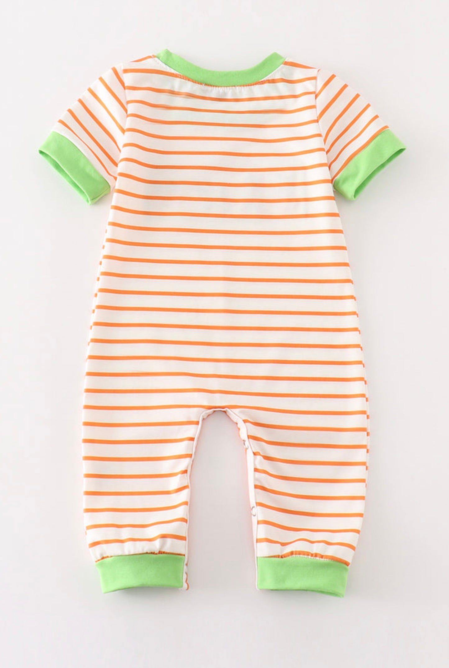 Green Halloween cat embroidery romper