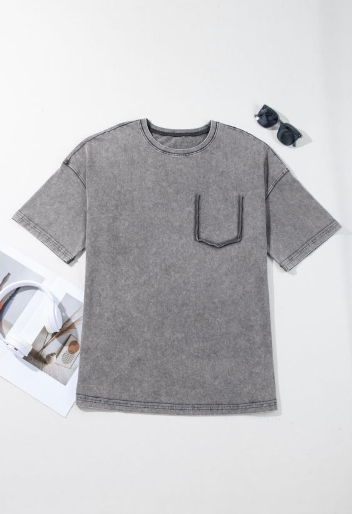 Gray mineral wash boyfriend vintage t shirt