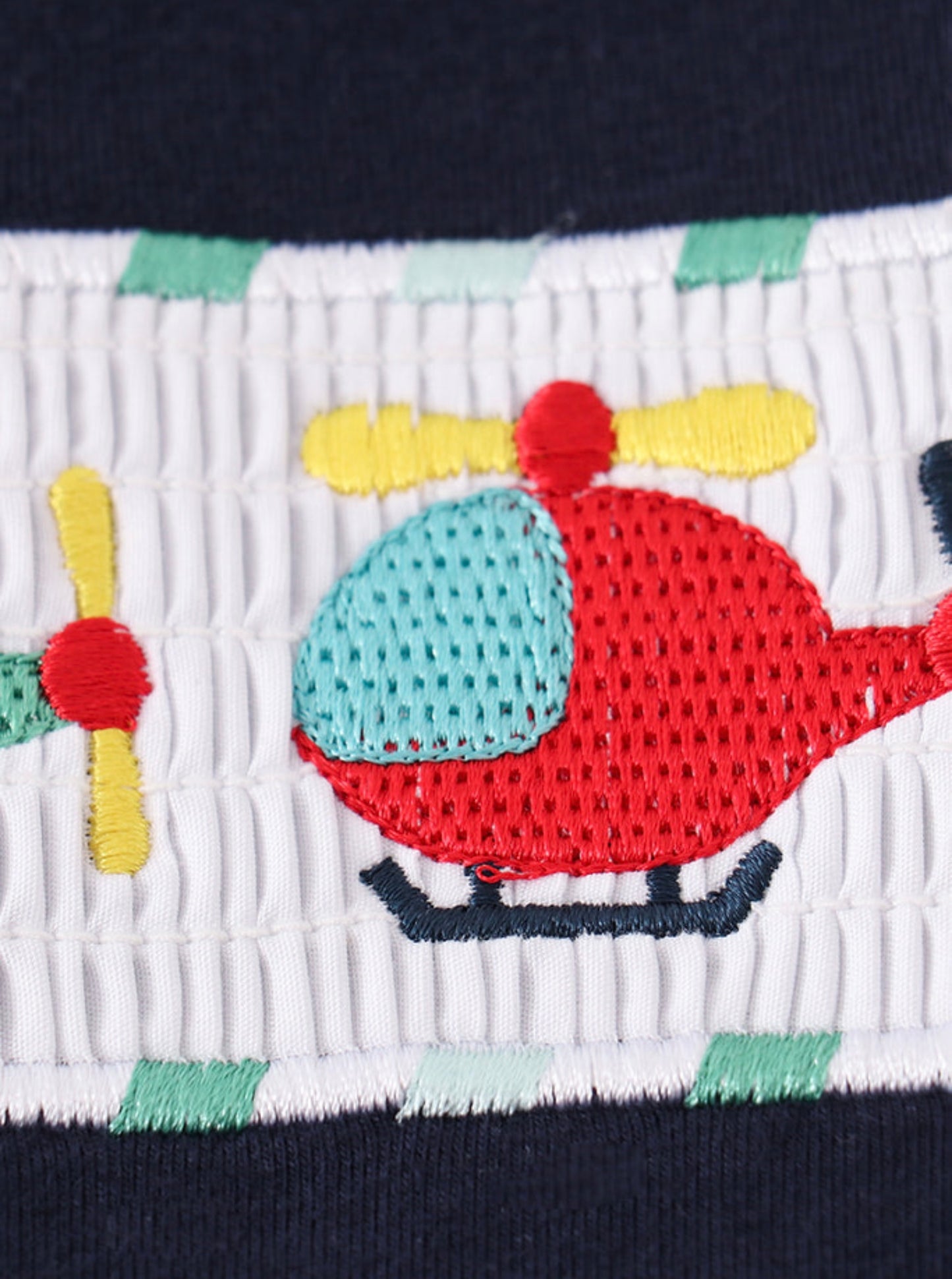 Helicopter embroidery smocked boy set