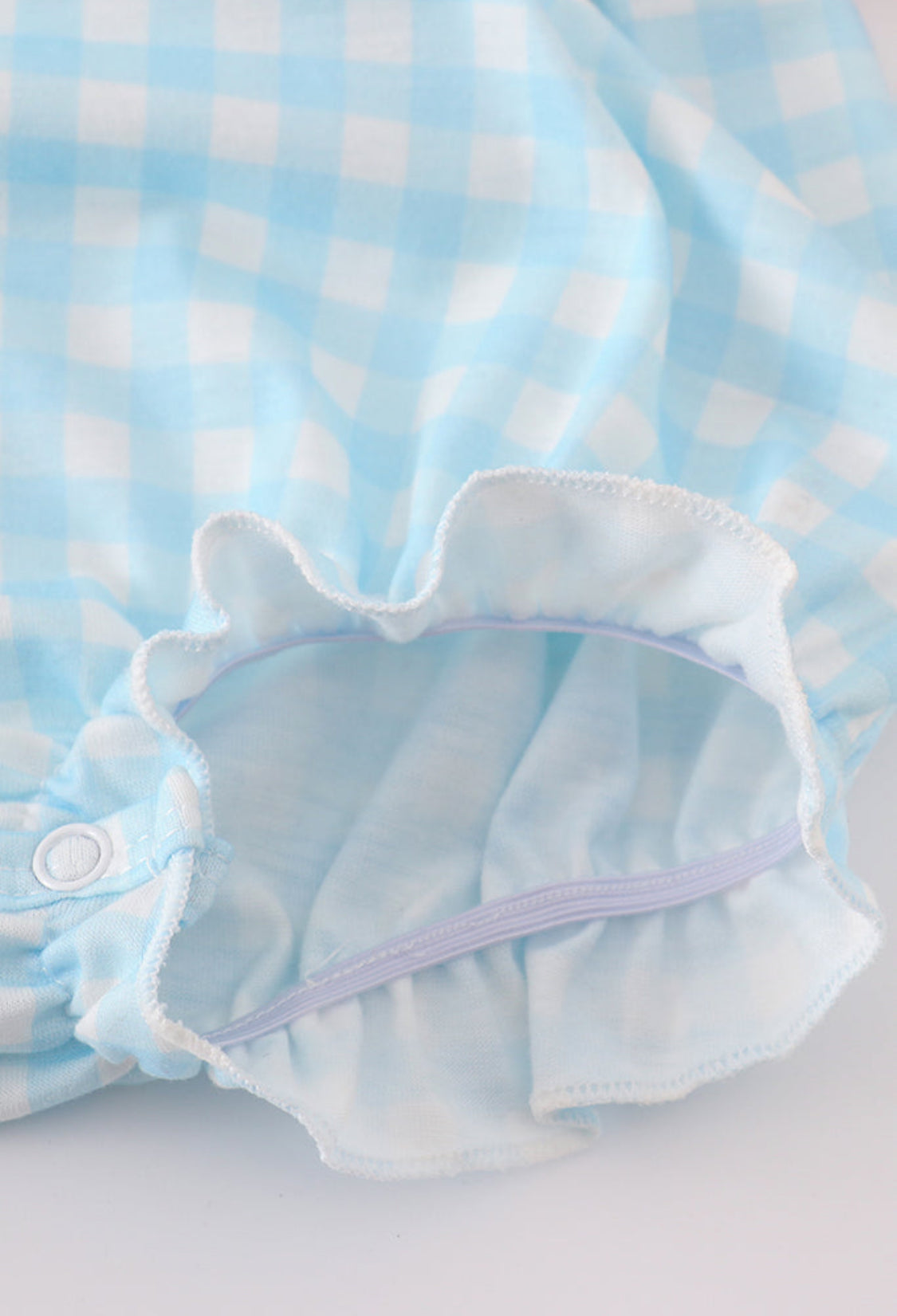 Dinosaur embroidery ruffle gingham girl bubble