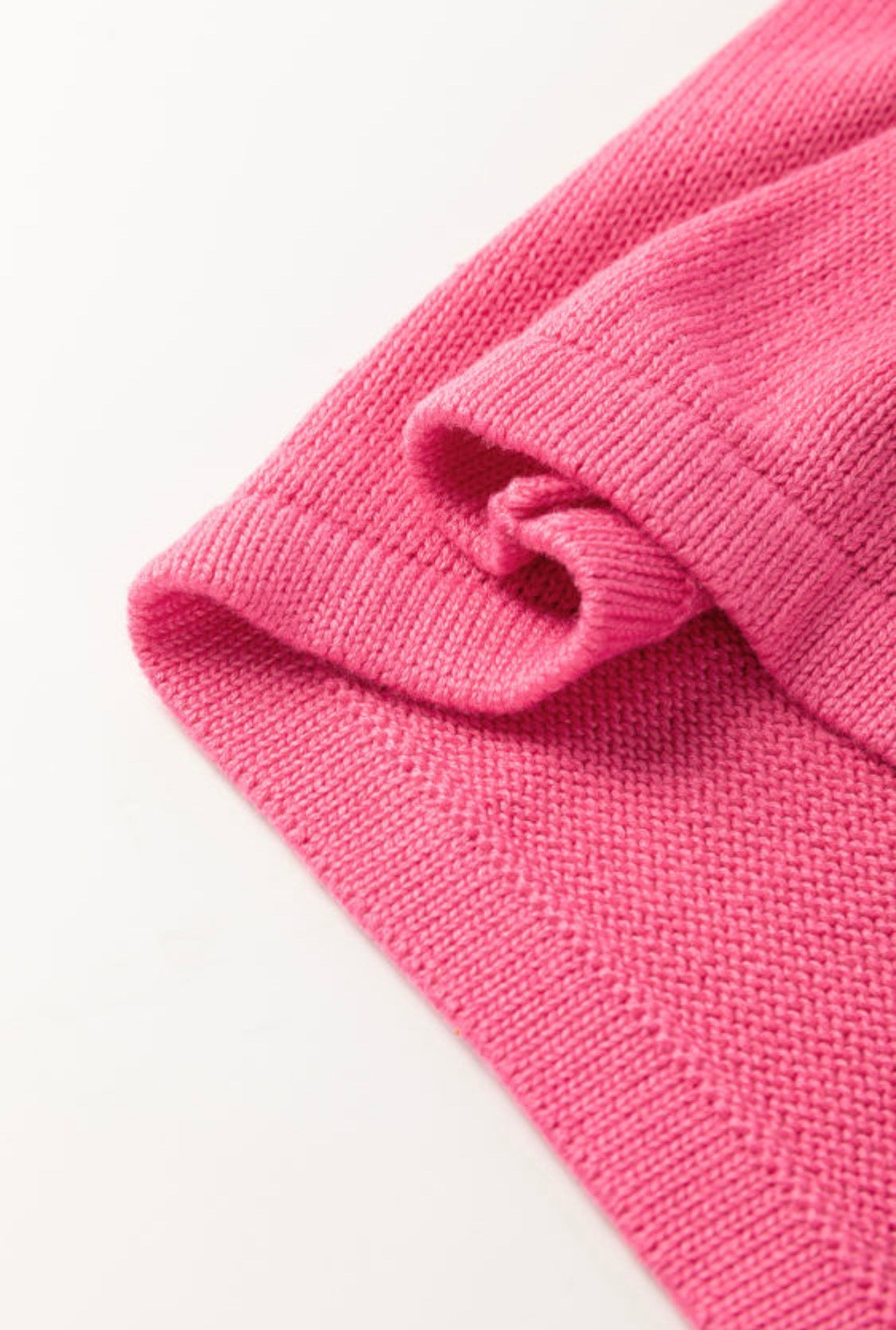 Bright pink contrast trim pearl sweater tank top