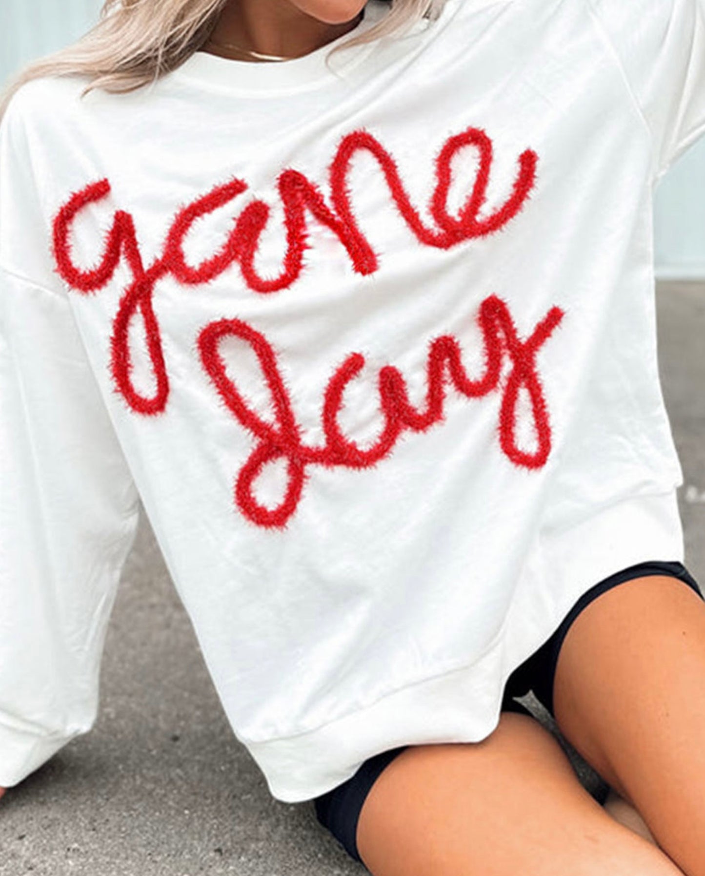 Tinsel game day graphic sweatshirt
