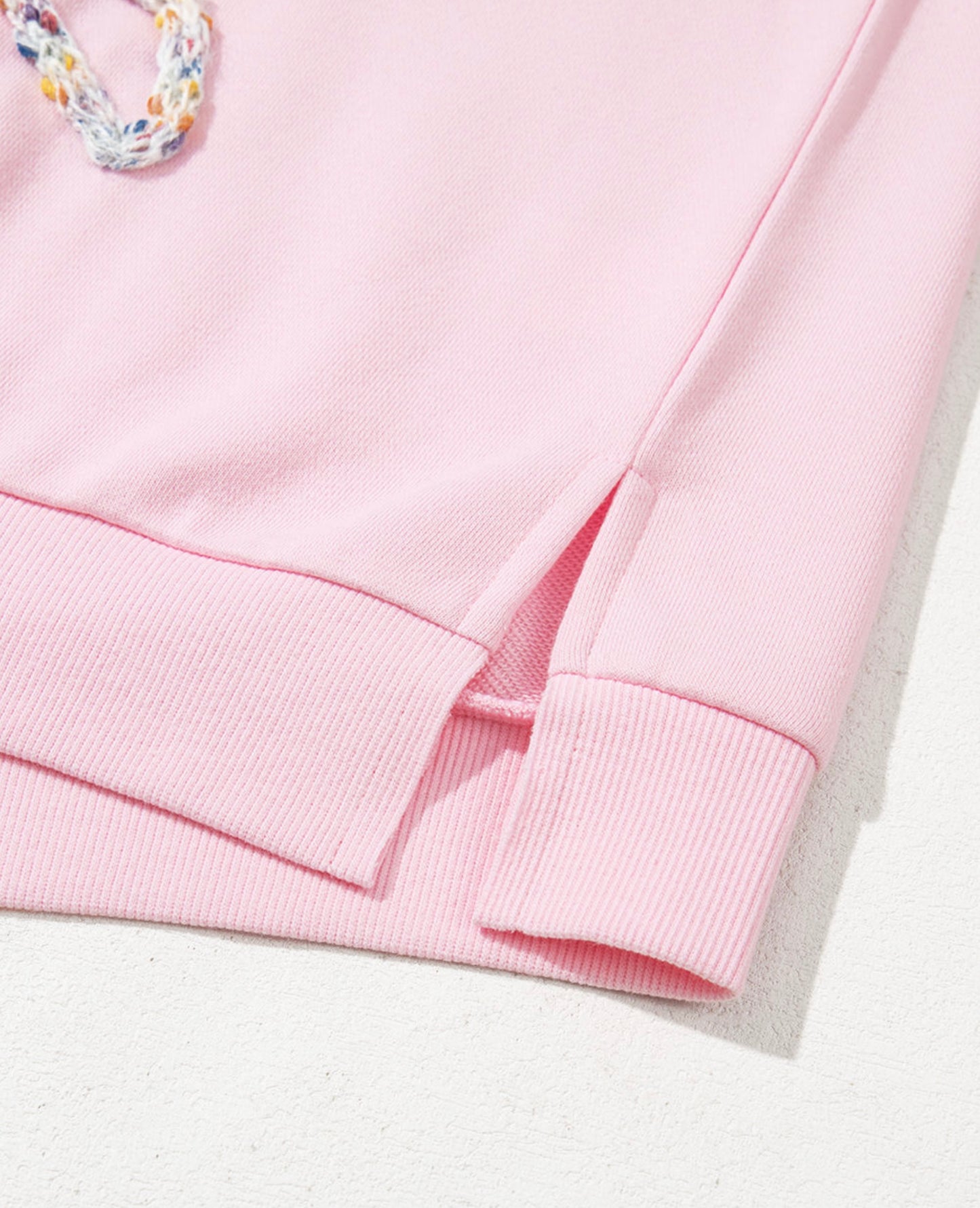 Light pink embroidered bow oversized pullover