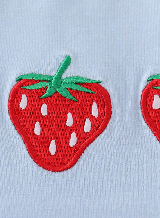 Strawberry embroidery boy top