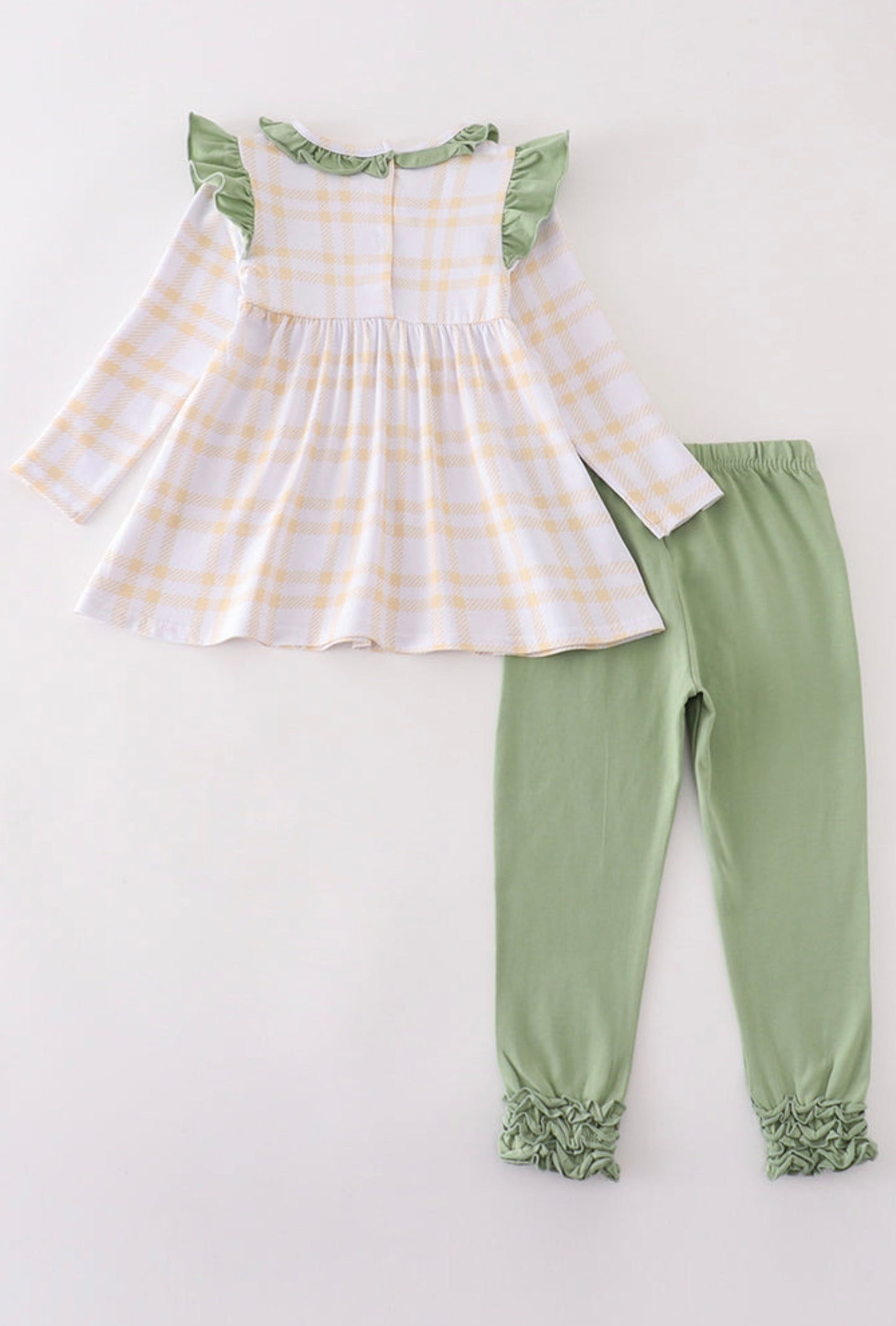 Turkey embroidery plaid girl set