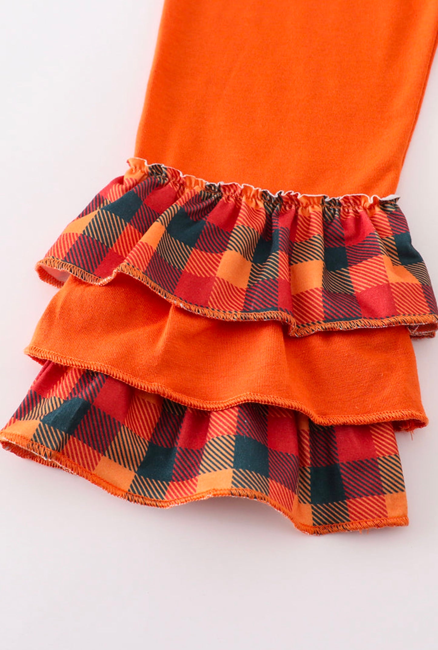 Turkey embroidery smocked plaid girl set