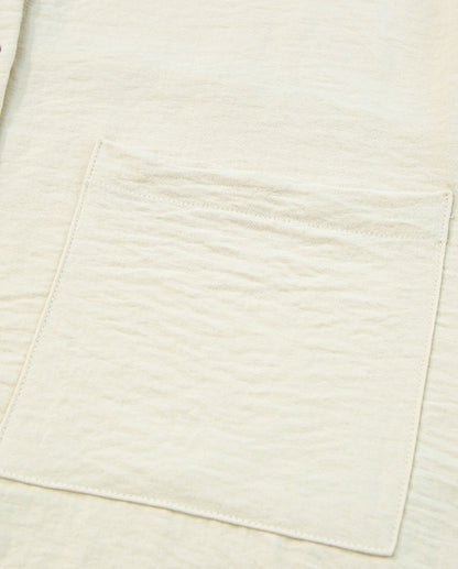 Beige pure color patch pocket shirt
