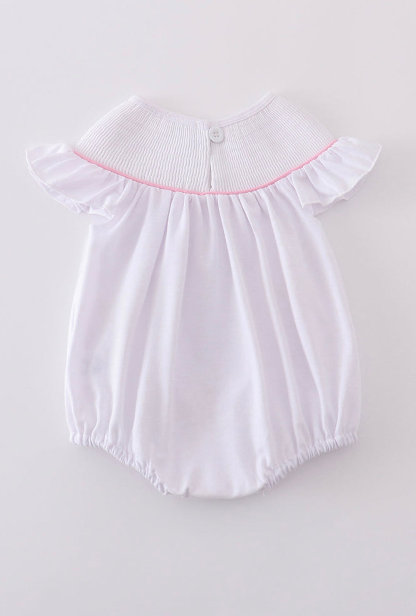 Pink cross embroidery smocked bubble