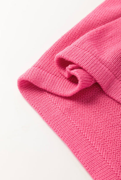 Bright pink contrast trim pearl sweater tank top