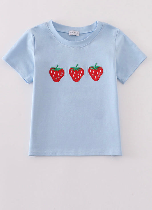 Strawberry embroidery boy top