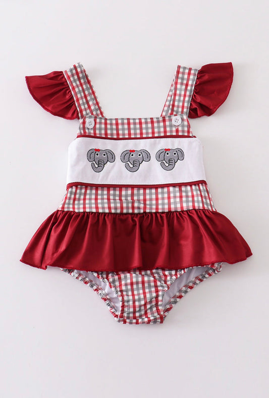 Alabama elephant embroidery one piece swimsuit
