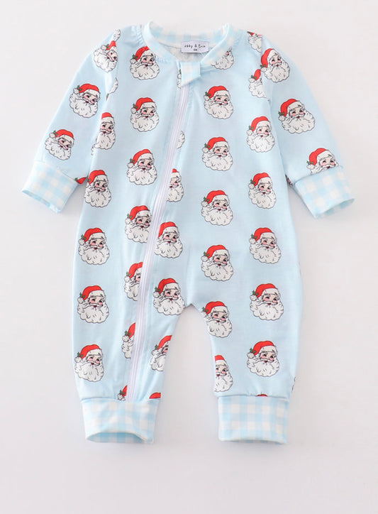 Santa Claus zipper boy romper