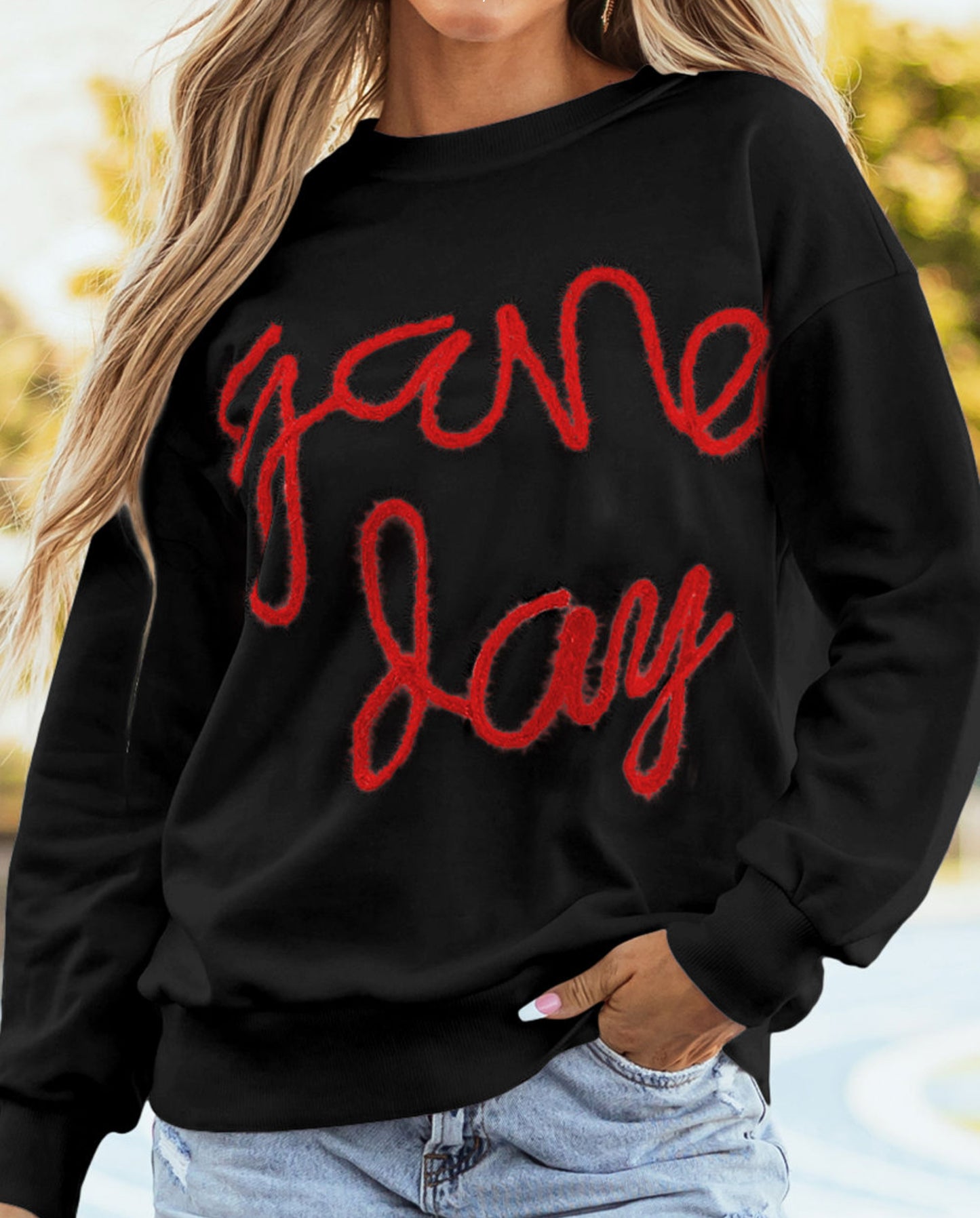 Tinsel game day graphic sweatshirt